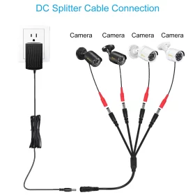 DC Female to 4 Male Power Splitter Cable for CCTV Camera