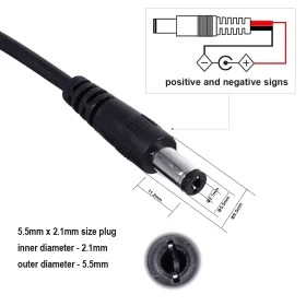 Specifications of DC 1 female to 2 male power splitter cable