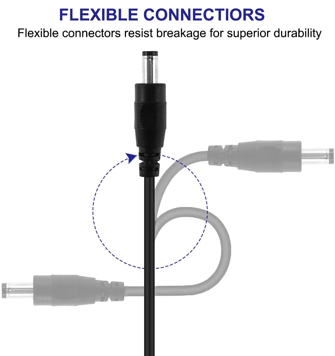 flexible black DC power cable