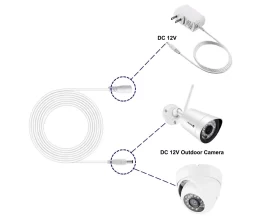 how to use 12 dc power cord extend power adapter connect with IP camera