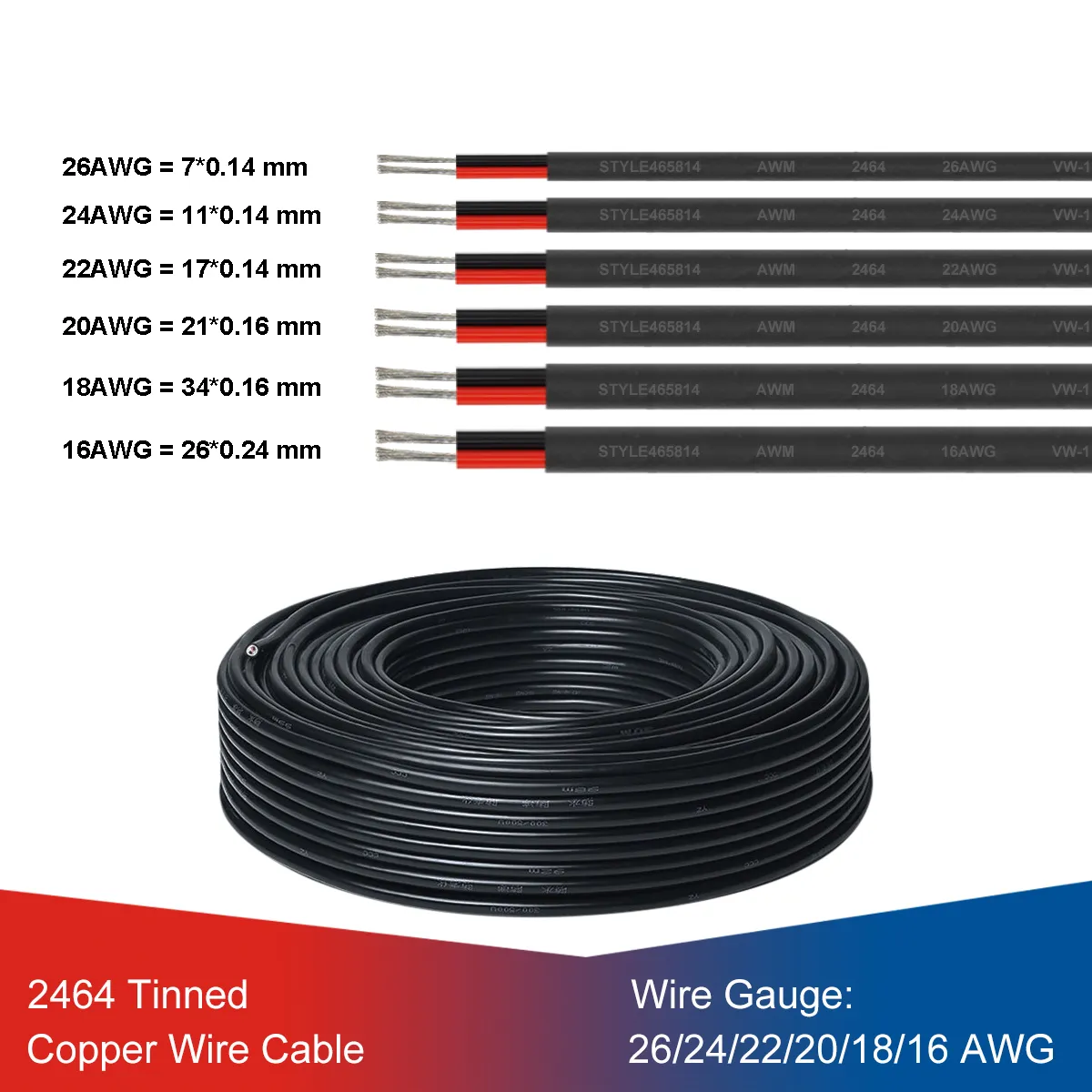 Black 18 ga wire 2464 Tinned Copper 200m