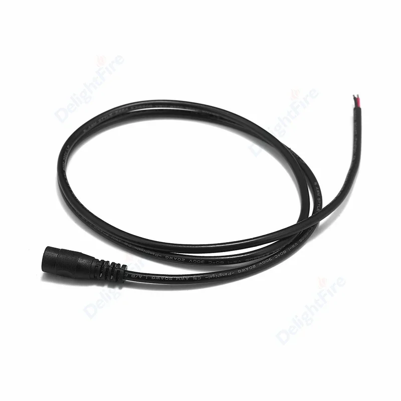 Black 12V 5A 5.5mm 2.1mm DC Female Pigtail Power Cable