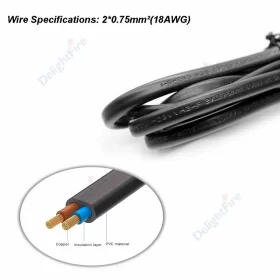 0.5m / 0.65m / 1m /1.5m / 2m / 3m/ 10m Black EU Plug IEC C7 Power Extension Cable Interior pictures