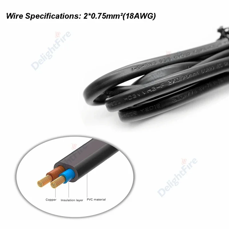 0.5m / 0.65m / 1m /1.5m / 2m / 3m/ 10m Black EU Plug IEC C7 Power Extension Cable Interior pictures