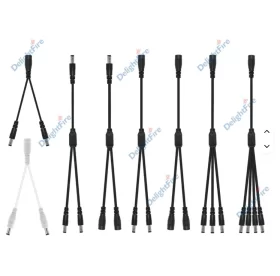 5.5 x 2.1mm DC Power Splitter Cable 1 female to 2-8 male Plugs products