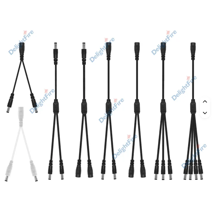5.5 x 2.1mm DC Power Splitter Cable 1 female to 2-8 male Plugs products