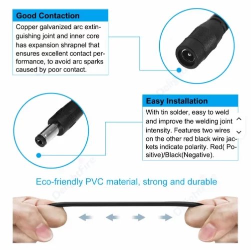 2.1 mm x 5.5 mm 1 female to 2-8 male Plugs DC splitter cable benifits